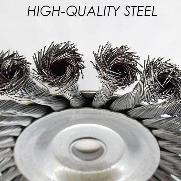 SteelTwist Ugressbørste – 360° Kantskjær i Flettet Stål (15 cm) | Luvikno