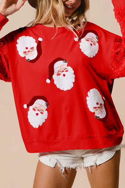 Luvik | Joulupukki Rentoa Avoin Pyöreä Kaula Vaaleanpunainen Hiha Collegepaita