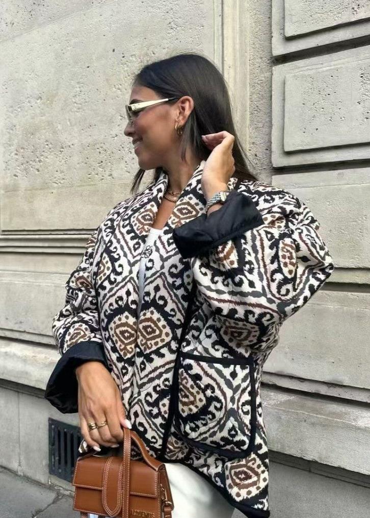 Luvik | Painatus Kontrastiväri Puuvillavuorattu Takki