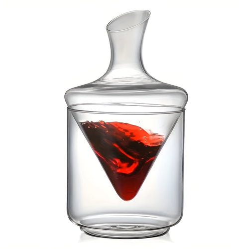 Vinkaraffel med Rask Lufting – Elegant Vanndfallsdesign laget av Glass | For Mer Intenst Aroma og Stilfull Vin Nytelse | Luvikno