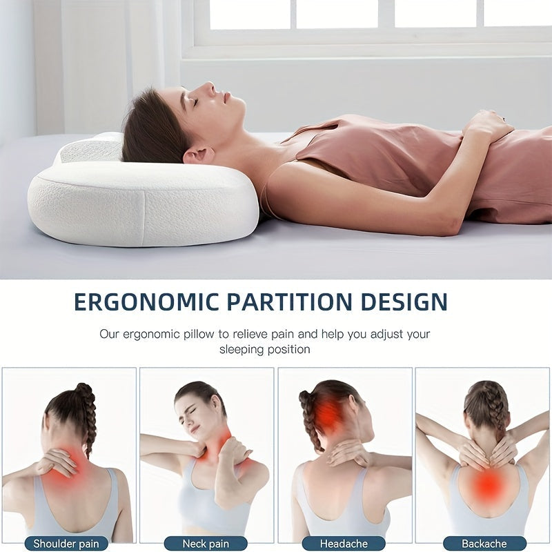 1pc Oval Macaron Pute Cervical Hukommelses Skum Pute, Kjølende Seng Pute For Søvn - Nakke Pute For Smertelindring Søvn, Kontur Støtte Ergonomisk Pute For Side Rygg Mage Sovere Ved Å Bruke Høy Og Lav Deling | Luvikno