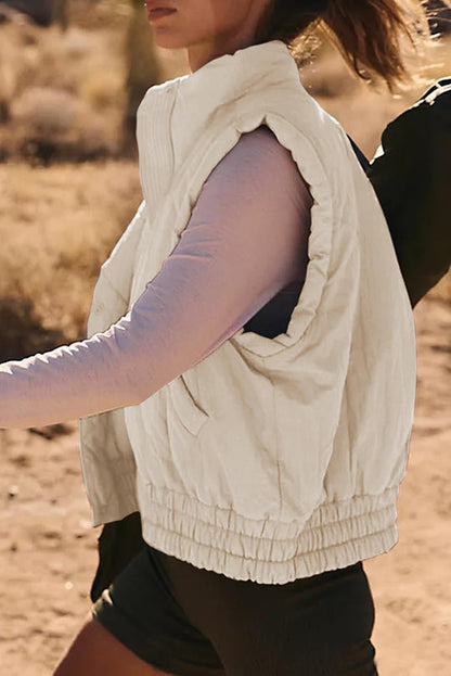 Luvik | Pystykraagipainike hihaton löysä taskulaukku takki