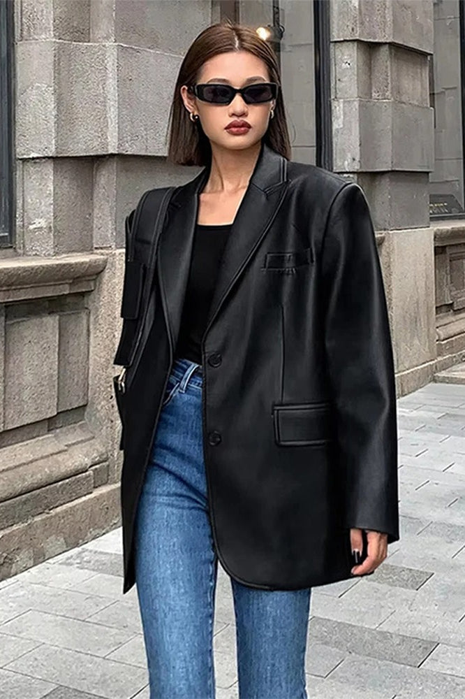 Luvik | PU-lær Blazer-jakke