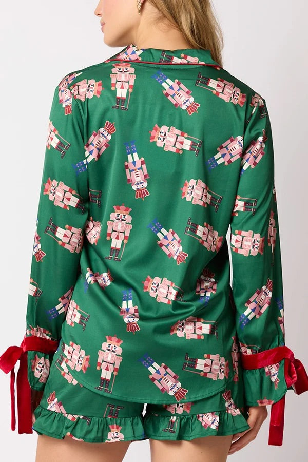 Luvik | Joulumuoti Painettu solmio yläosa ja joustava vyötärö rypytetty shortsisetti