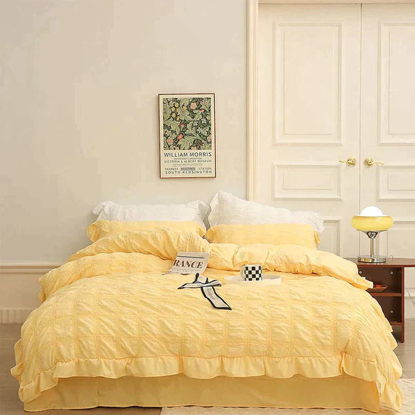 Icy Seersucker Sommer Kjøl Quilt Blonde 4-delt Sett | Luvikno