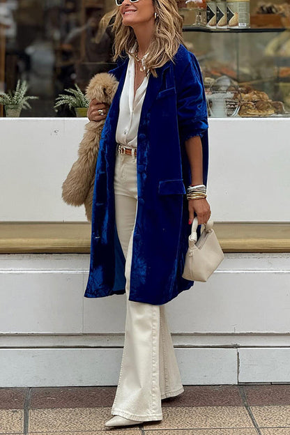 Luvik | kultainen samettinen Trenchcoat pitkä hame takki