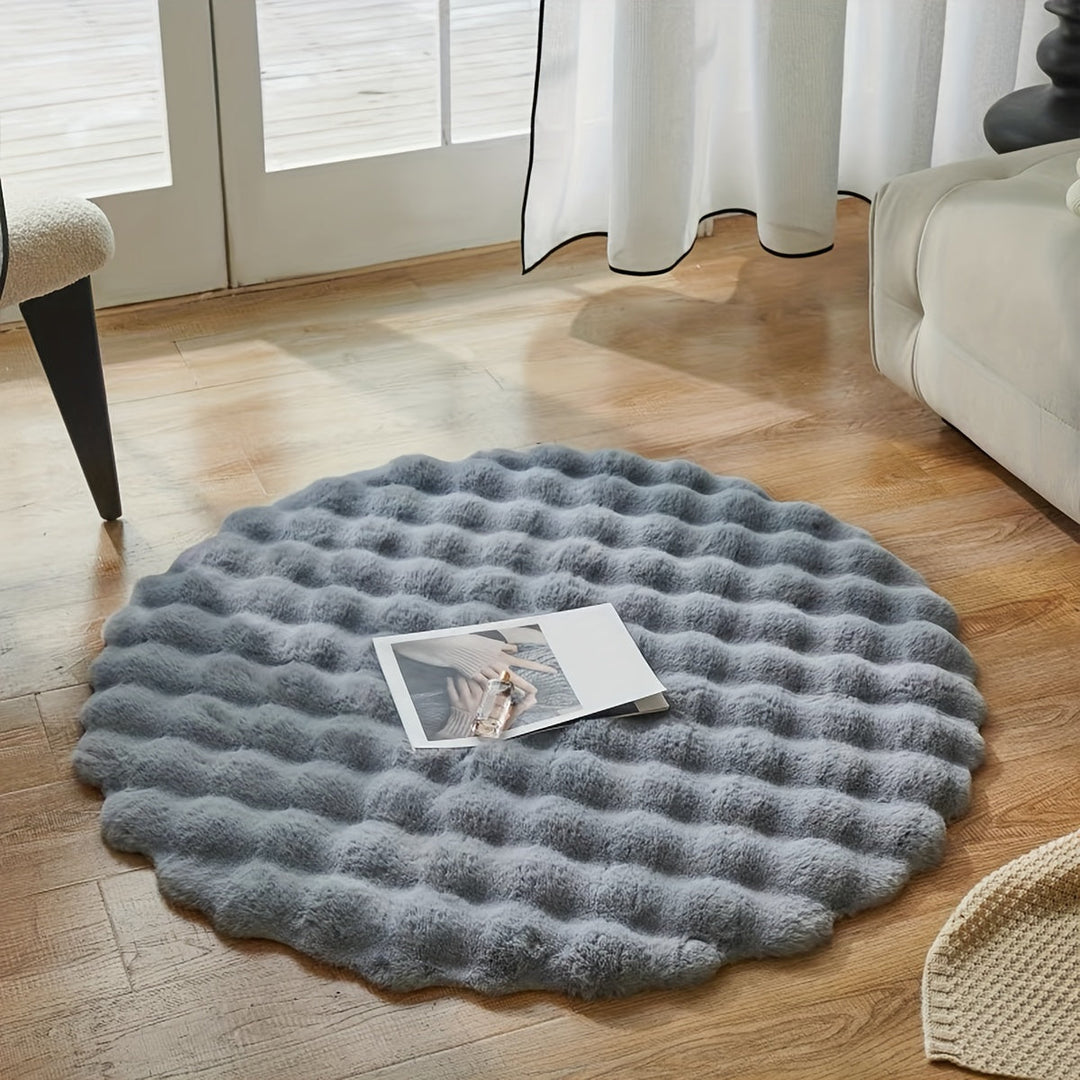 Rund fluffy teppe for stilige rom – Mykt teppe for stue og soverom | Luvikno