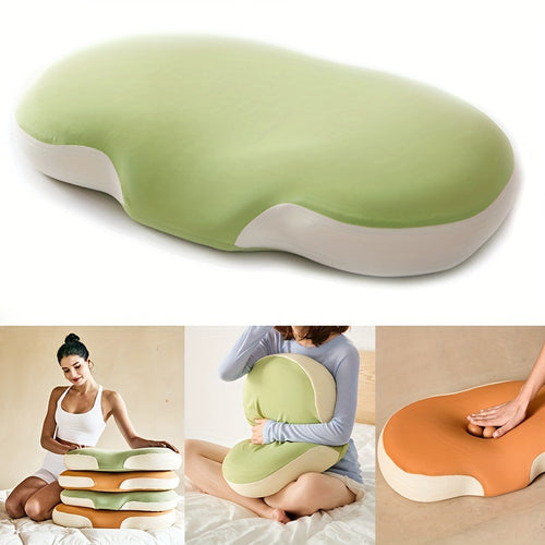 1pc Oval Macaron Pute Cervical Hukommelses Skum Pute, Kjølende Seng Pute For Søvn - Nakke Pute For Smertelindring Søvn, Kontur Støtte Ergonomisk Pute For Side Rygg Mage Sovere Ved Å Bruke Høy Og Lav Deling | Luvikno