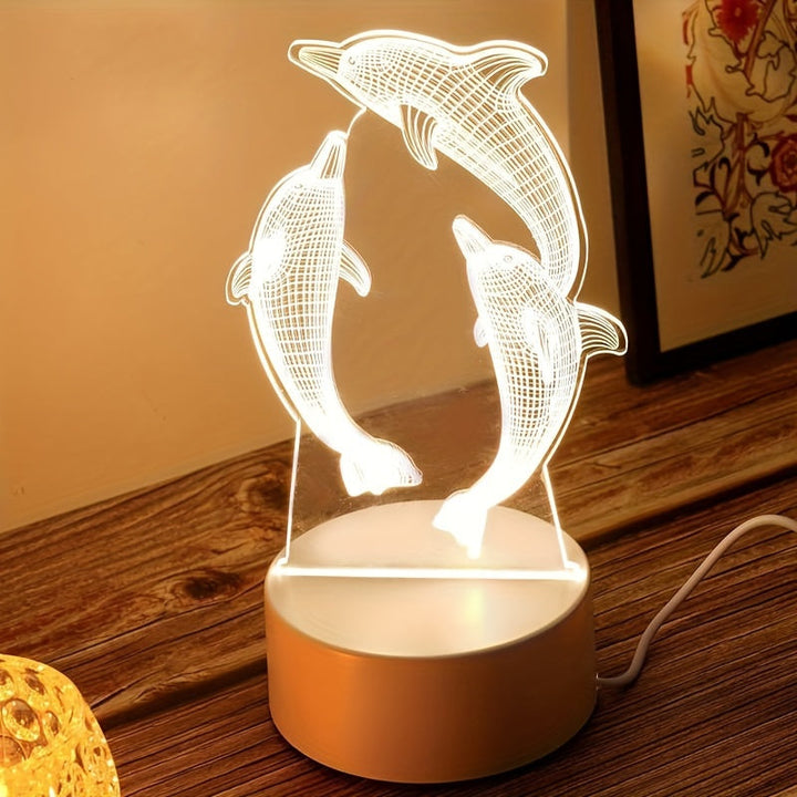 GeoDolphin - Trendy 3D Illusion Bordlampe Luvikno