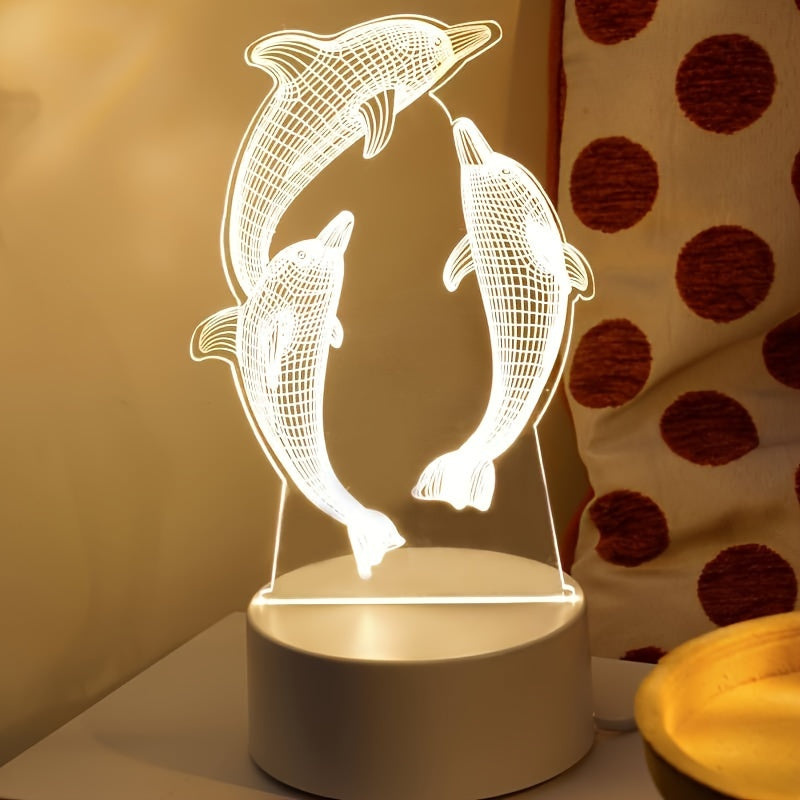 GeoDolphin - Trendy 3D Illusion Bordlampe Luvikno