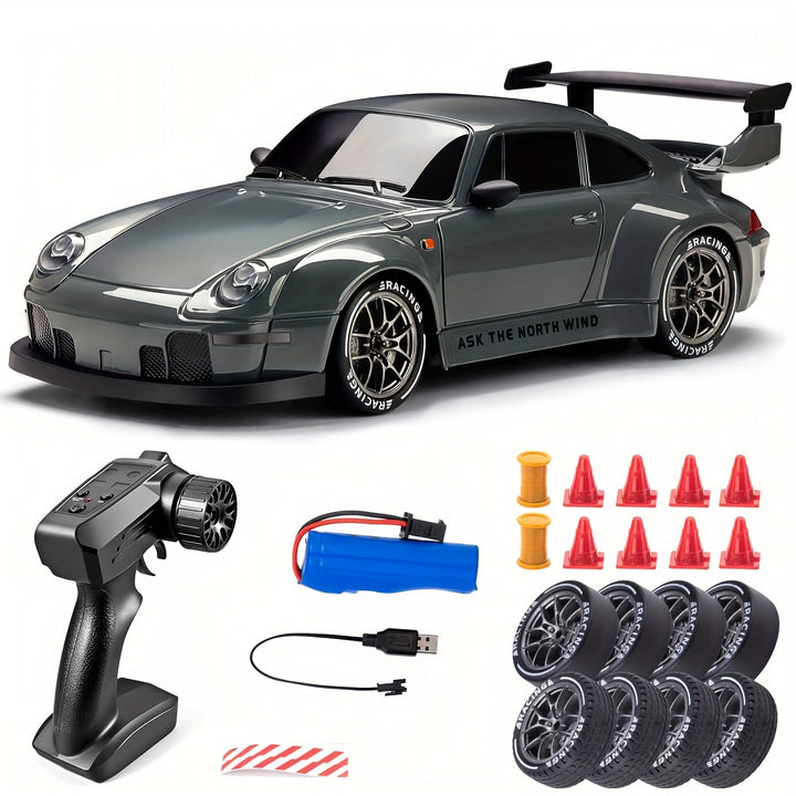 Luvikno | Ultimate 1:24 RC Driftcar med LED-hjul – Oppladbar 4WD racing leketøy