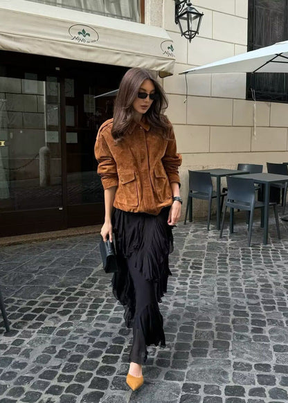 Luvik | Vaikutus Yli­koko­neule takki etutaskuilla – Ruskea