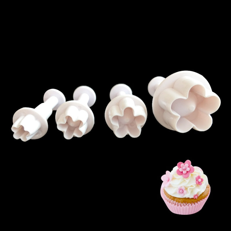 4 stk Plomme Blomst Blomst Fondant Cutter | Luvikno
