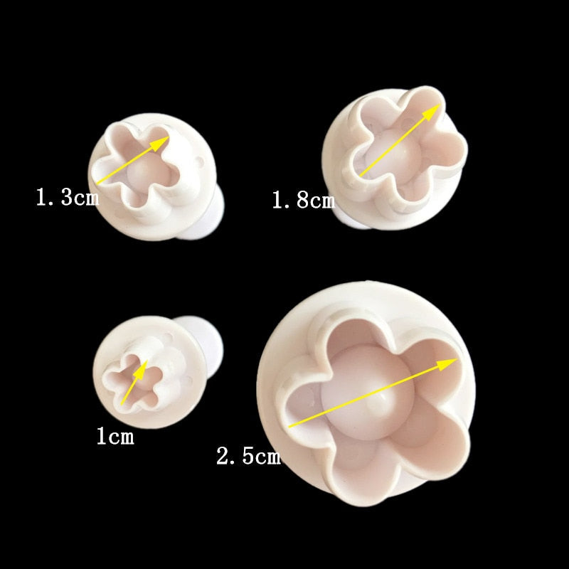 4 stk Plomme Blomst Blomst Fondant Cutter | Luvikno