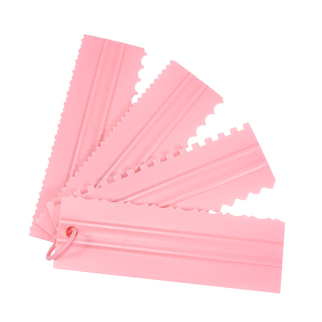 4PCS/Sett Ny Komb Kake Skraper Mønster Krem Skraper DIY Baking Verktøy | Luvikno