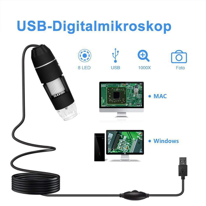 Bærbar 1000X Zoom 1080p Mikroskop Kamera | Luvikno
