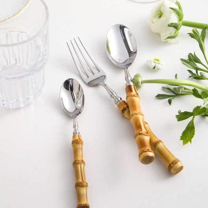 Arashiyama Bamboo & Rustfritt Stål Bestikksett – Naturlig Eleganse | Luvikno