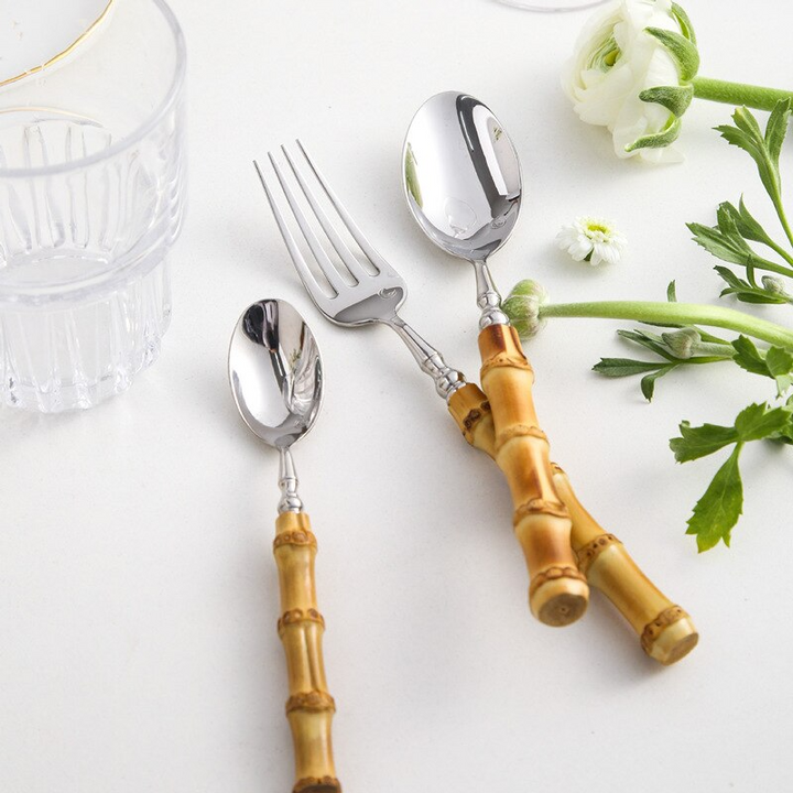 Arashiyama Bamboo & Rustfritt Stål Bestikksett – Naturlig Eleganse | Luvikno
