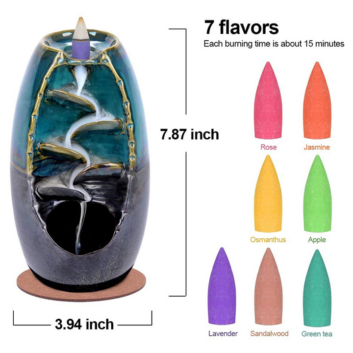 Mountain Incense Holder + GRATIS 7 Autentiske Kegler av Naturlige Dufter Luvikno