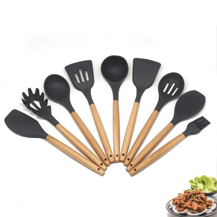 9 Pcs Silikon Kjøkkenredskaper Sett | Luvikno