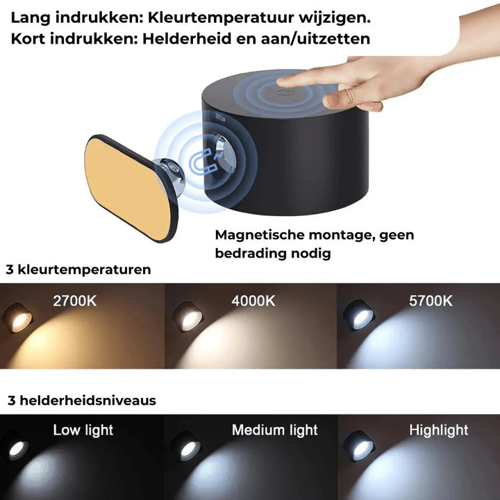 Luvikno | Vegglampe Oppladbar Trådløs 360°