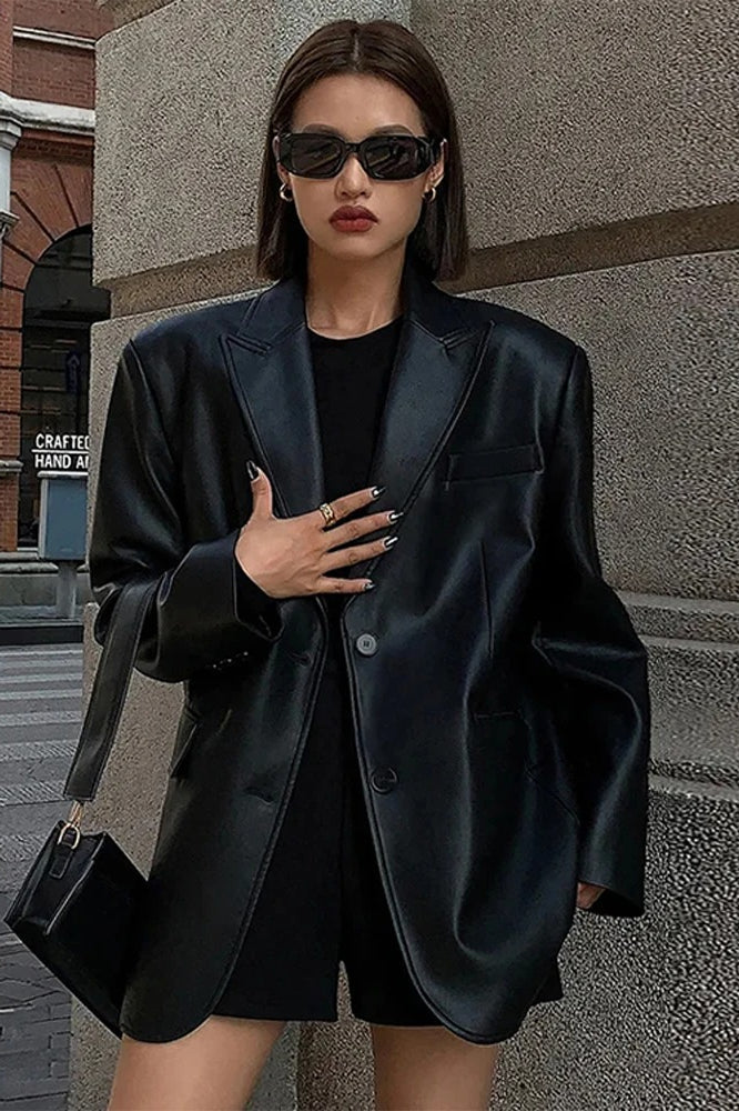 Luvik | PU-lær Blazer-jakke