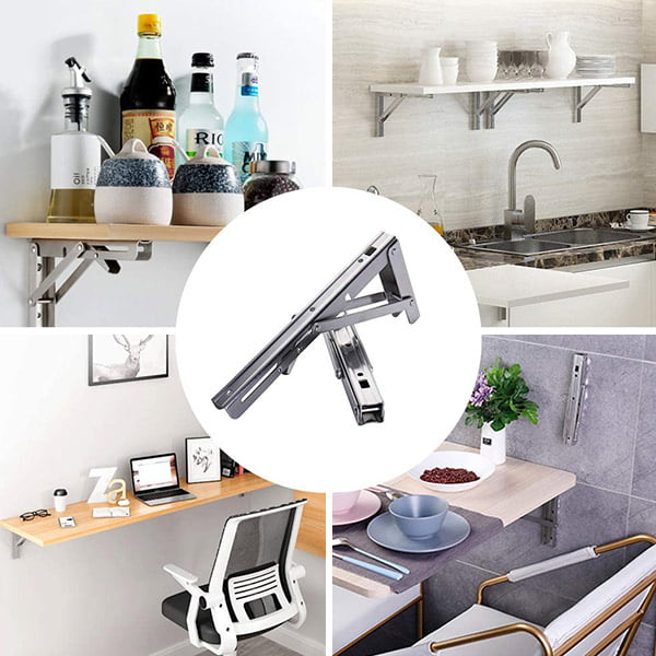 Sammenleggbar brakett | 2 sett tykk rustfritt stål sammenleggbar bordbrakett | Luvikno