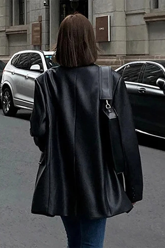Luvik | PU-lær Blazer-jakke