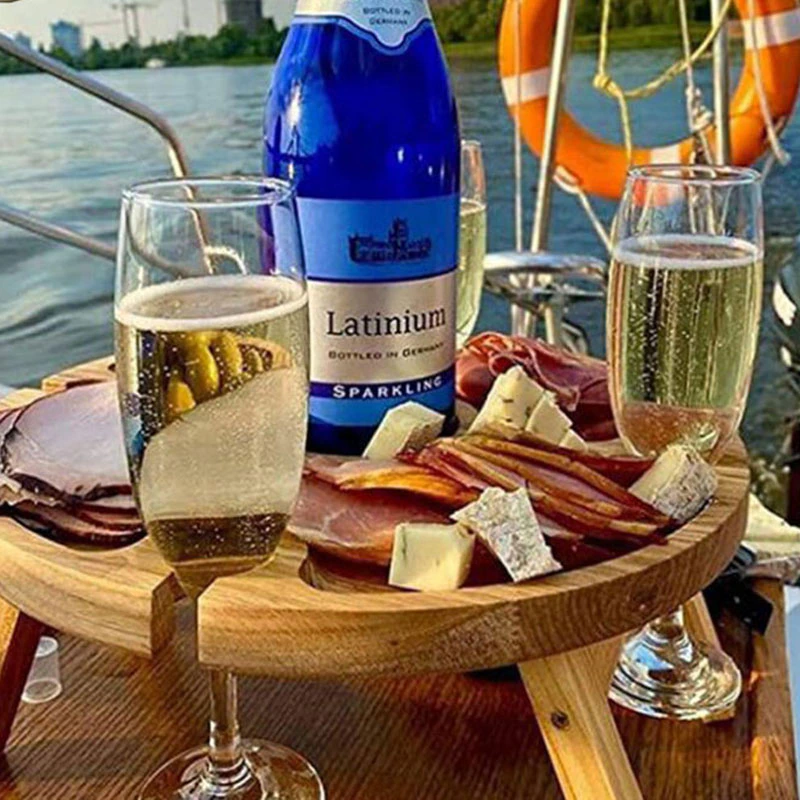 Tremini Utendørs Sammenleggbart Picnicbord - Med Glassholder | Luvikno