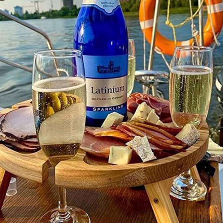 Tremini Utendørs Sammenleggbart Picnicbord - Med Glassholder | Luvikno