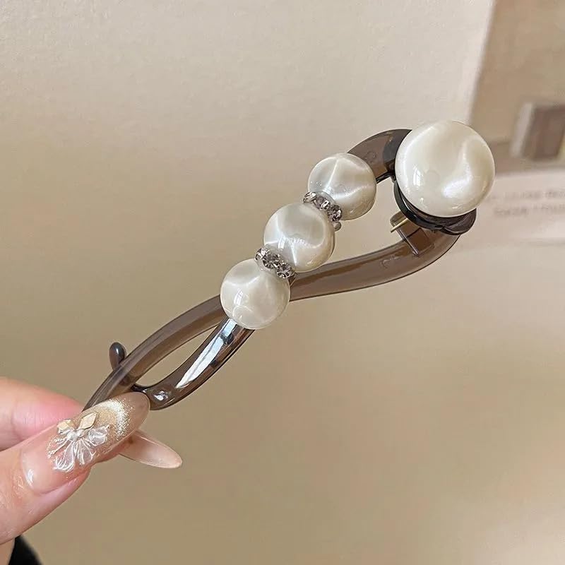 Elegant Rose Pearl Twist Hair Clip Luvikno