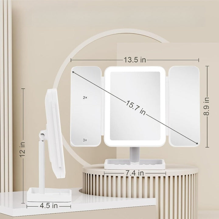 Tri-Fold LED Sminkespeil Luvikno