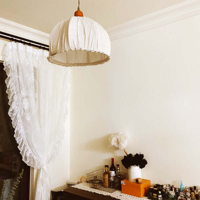 EcoLume - Minimalistisk skandinavisk LED Pendellampe Beige Tørkle, Justerbar for Stue og Spisestue | Luvikno