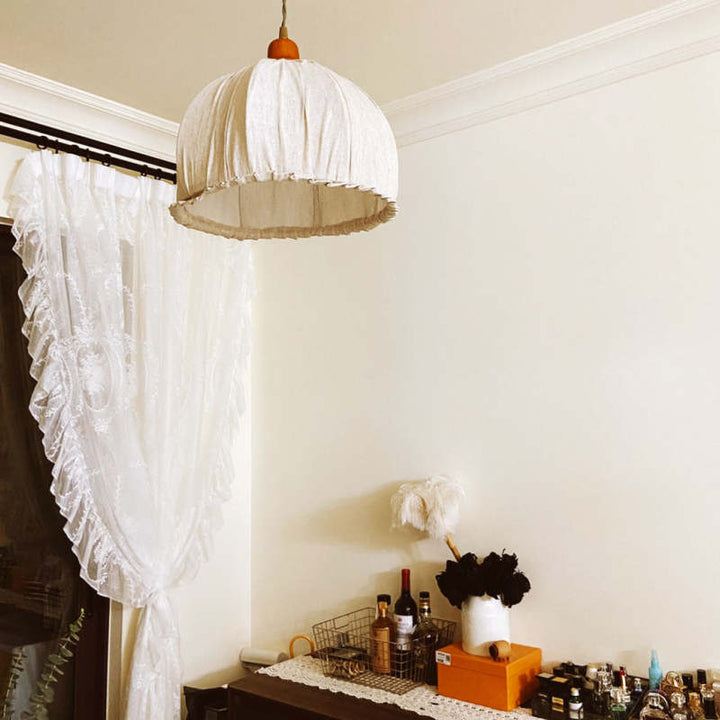 EcoLume - Minimalistisk skandinavisk LED Pendellampe Beige Tørkle, Justerbar for Stue og Spisestue | Luvikno