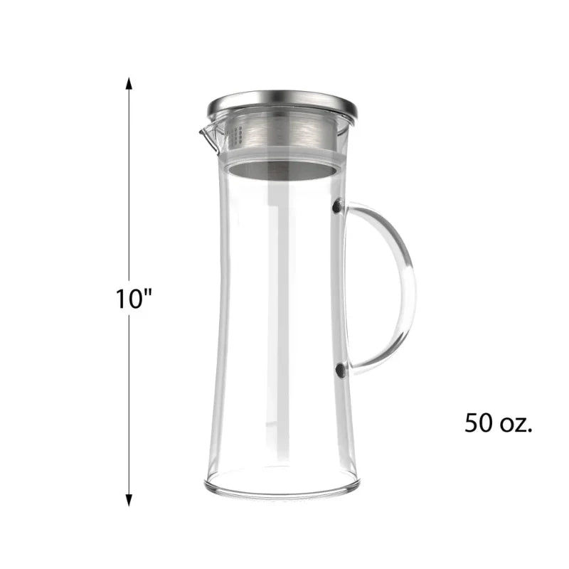 50oz Varmeresistent Glasskanne med Rustfritt Stål Filter lekkasje lokk | Luvikno