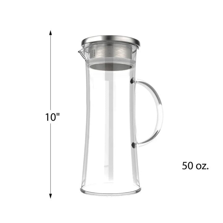 50oz Varmeresistent Glasskanne med Rustfritt Stål Filter lekkasje lokk | Luvikno