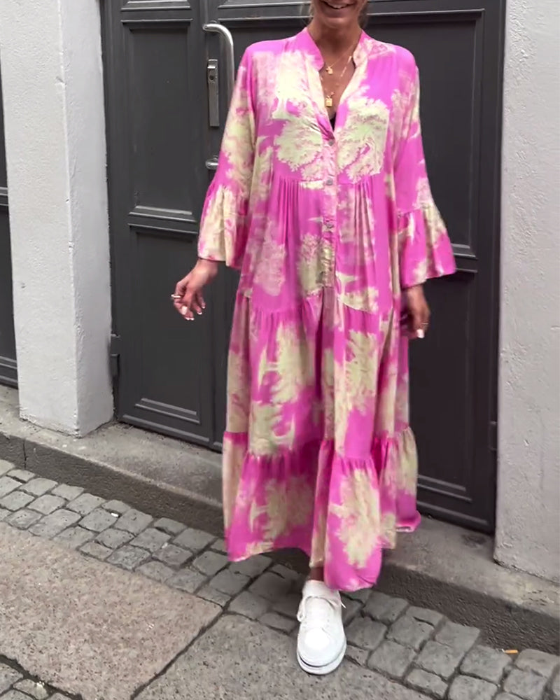 Luvik | Flair Pitkä mekko, jossa on heilahtelu ja printti