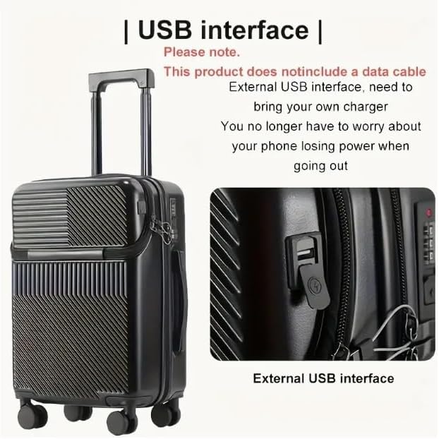 Hard Shell Carry-On med koppholder, USB-port og TSA-lås | Luvikno