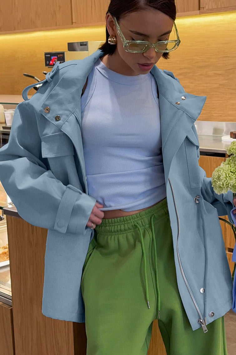 Luvik | Kaula-aukko kiristetty vyötärö puuvillatakki