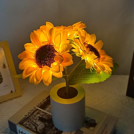 Luvikno | LED Solsikke Bordlampe - Dekorativ Belysningsinnretning for Hjemmedekorasjon & Nattbordbruk