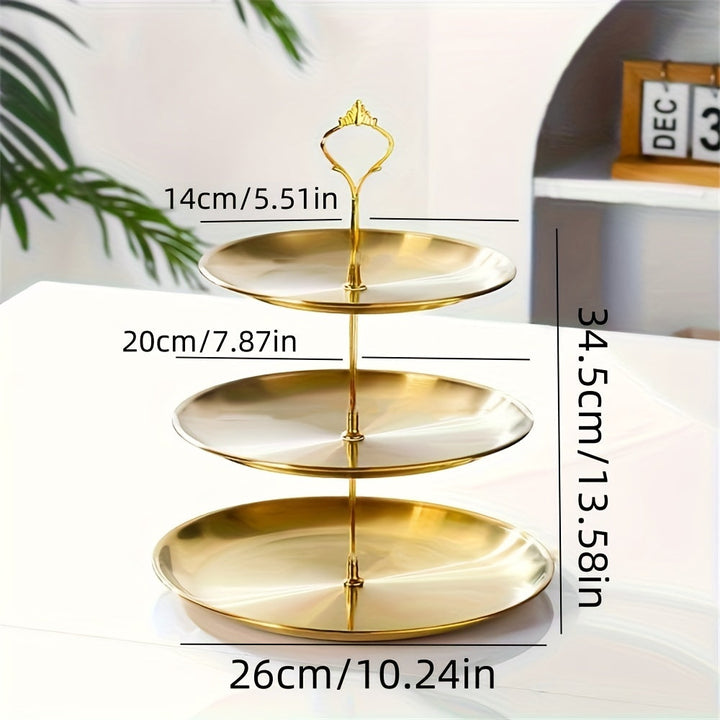 SteelTower - Elegant Triple Serving Plate for Parties Luvikno