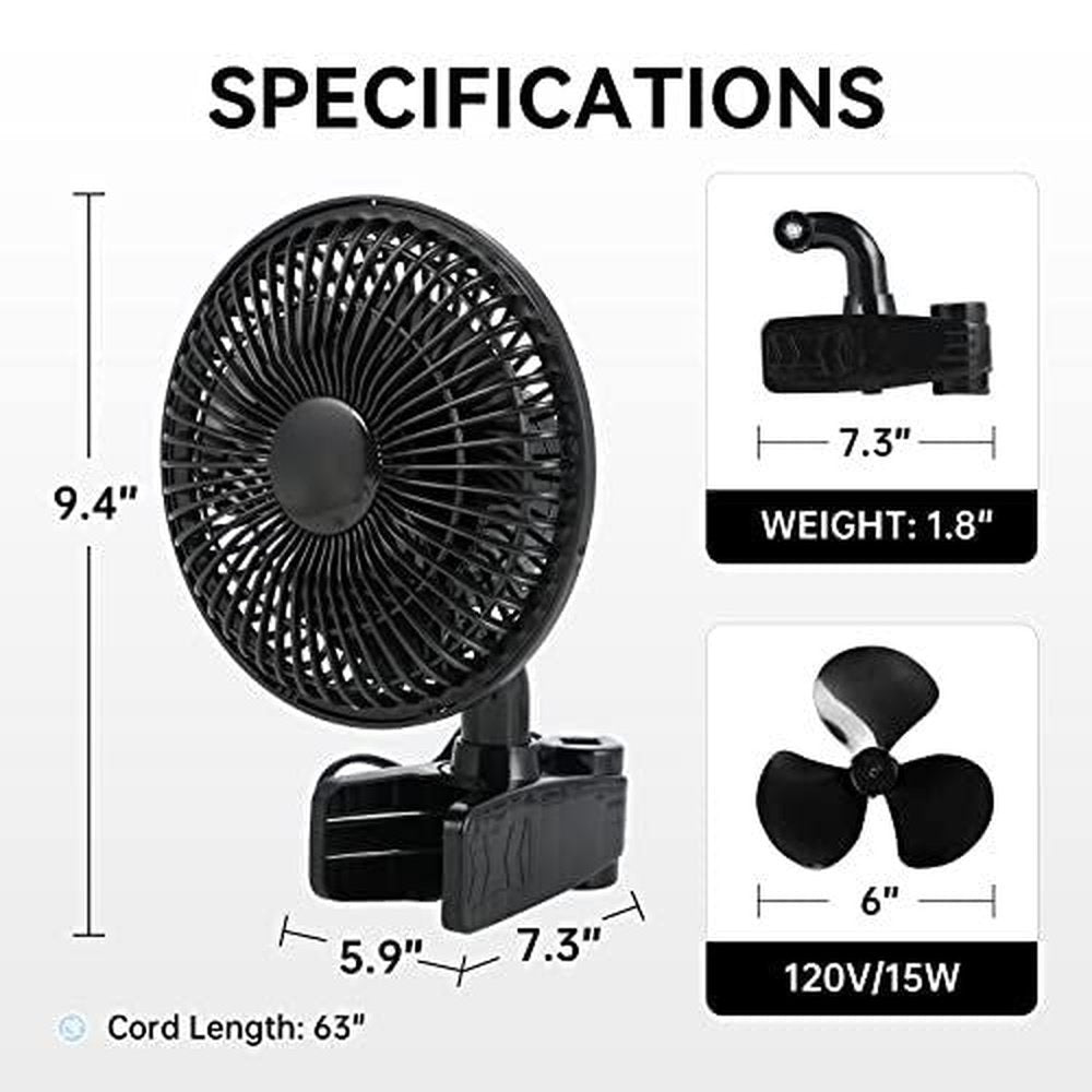 Grow Tent Poles Clip Fan Monkey Fan 6inch svart | Luvikno