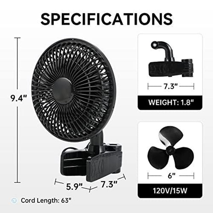 Grow Tent Poles Clip Fan Monkey Fan 6inch svart | Luvikno