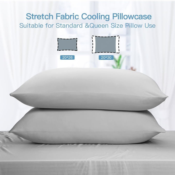 2-Pack Kjølepillowcases – Q-Max >0.5 , Anti-Statisk, Skult Glidelås,, Farge Grå | Luvikno