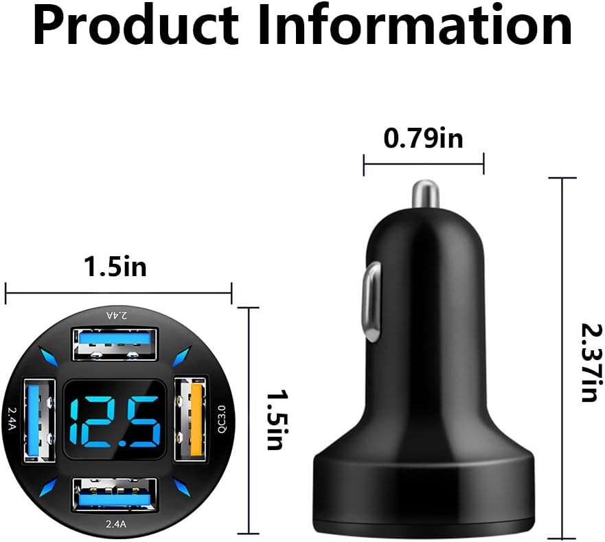Luvikno | Bil Lader 66W Super Rask Lading med USB PD & QC 3.0 – Universell for 12-24V Sigarett Tenner