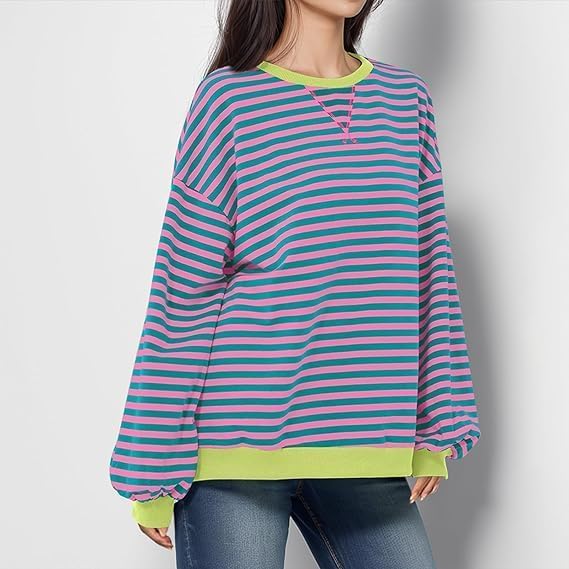 Luvik | Mukava Ylipitkä Raidallinen Neule