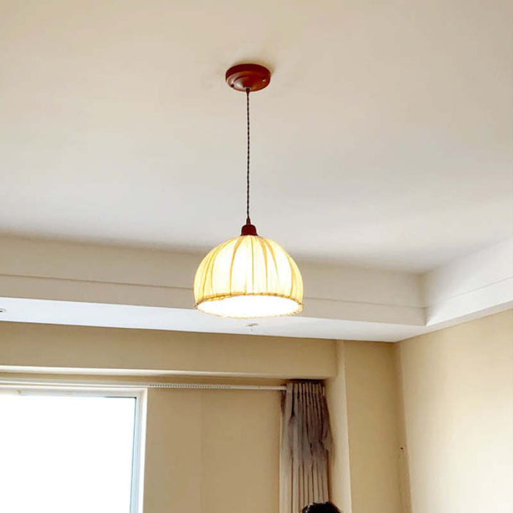 EcoLume - Minimalistisk skandinavisk LED Pendellampe Beige Tørkle, Justerbar for Stue og Spisestue | Luvikno