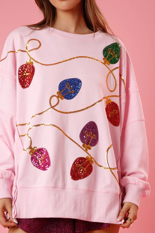 Luvik | Joulun valot Paillette Halkaisu Neulepusero