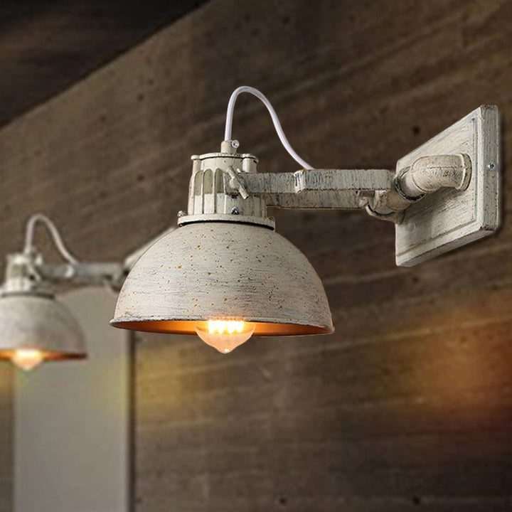 Dome Metall Veggmontert Sconce Antikk 1 Hode Stue Justerbar Vegglampe i Hvit med Håndtak | Luvikno