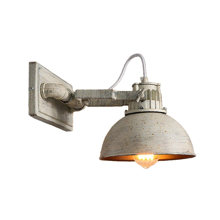 Dome Metall Veggmontert Sconce Antikk 1 Hode Stue Justerbar Vegglampe i Hvit med Håndtak | Luvikno